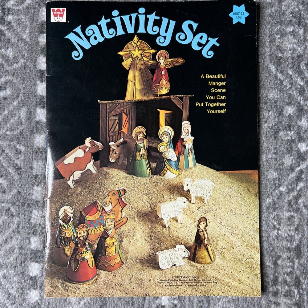 VTG Whitman 1973 Christmas Nativity Set Press Out Paper Doll Book NEW 10" x 14"